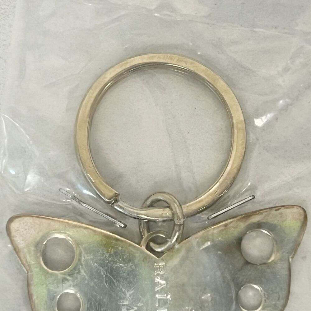 Silver Tone Ralph Butterfly Keychain Keyring - Picture 4 of 7